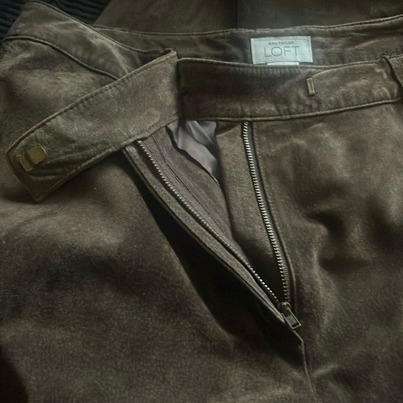 Loft - brown leather suede fully lined pants - size 12 - Picture 3 of 8